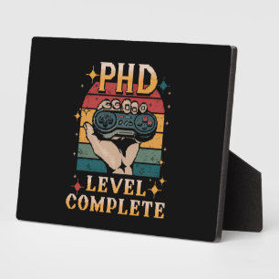 PhD Level Complete Graduation Doctorate Gaming Plaque