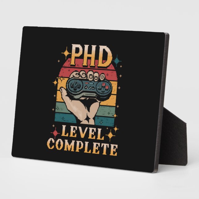 PhD Level Complete Graduation Doctorate Gaming Plaque (Side)