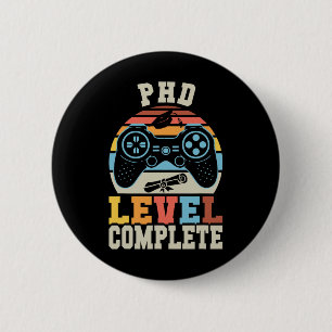 Phd Level Complete Retro Gamer Doctorate Graduatio 6 Cm Round Badge