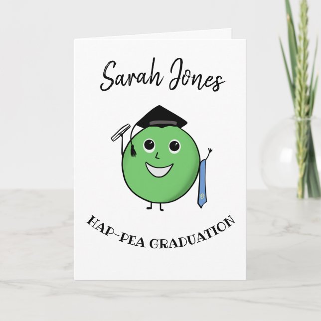 PHD Pea-HD Funny Pea Graduation gift for grad Card (Front)