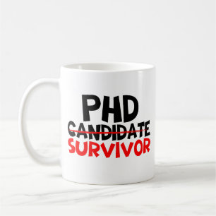 Phd Survivor Typography red black  Coffee Mug