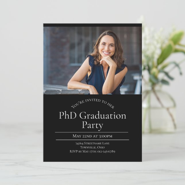 PhD Two Photo Graduation Invitation (Standing Front)