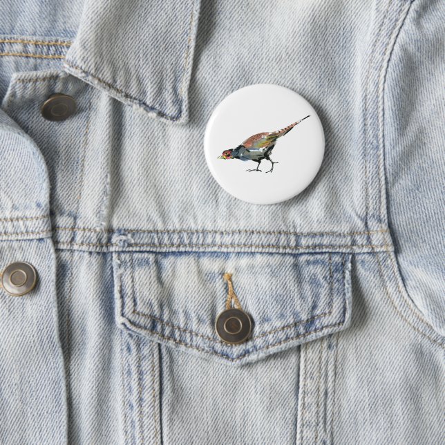 Pheasant 6 Cm Round Badge (In Situ)