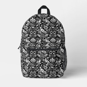 Pheasant and Hare Pattern, Black and White  Printed Backpack