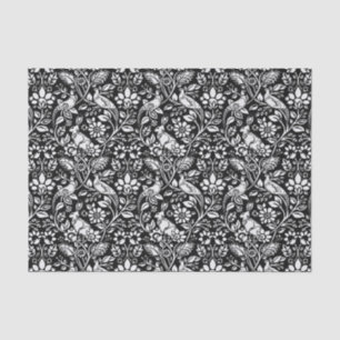 Pheasant and Hare Pattern, Black and White  Tissue Paper