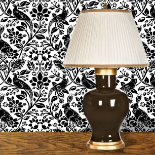 Pheasant and Hare Pattern, Black on White  Wallpaper