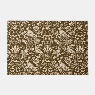 Pheasant and Hare Pattern, Brown and Beige   Doormat