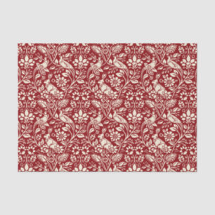Pheasant and Hare Pattern, Deep Red and Cream   Tissue Paper
