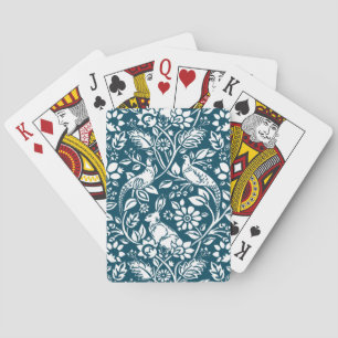 Pheasant and Hare Pattern, Indigo Blue & White Playing Cards