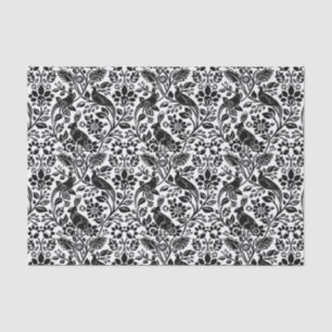 Pheasant and Hare Pattern, White and Black   Tissue Paper