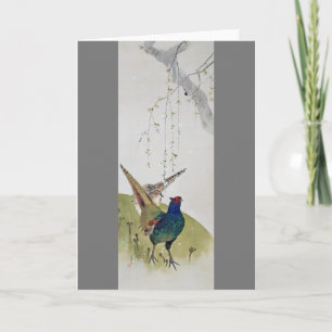 Pheasant and Weeping Cherry Tree, Watanabe Seitei Card
