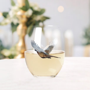Pheasant , Art Stemless Wine Glass