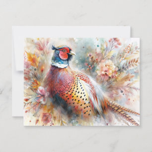 Pheasant Bird and Fall Foliage Postcard