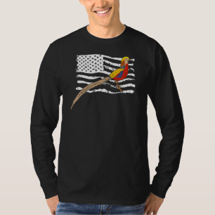 Pheasant Bird Hunting USA American Flag Patriotic T-Shirt