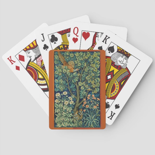 Pheasant Bird in a Tree (by William Morris) Playing Cards (Back)