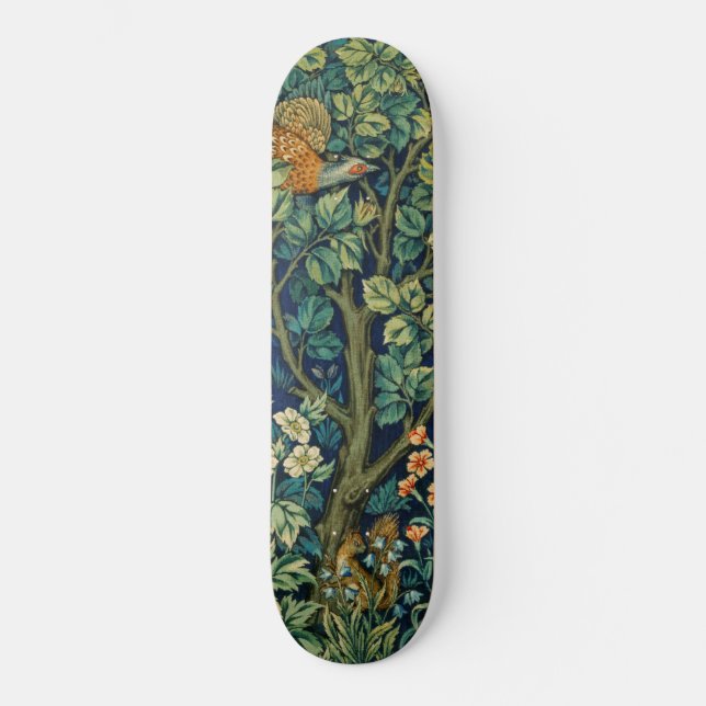 Pheasant Bird in a Tree (by William Morris) Skateboard (Front)