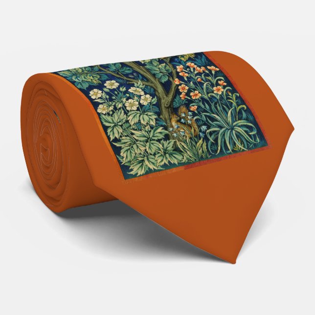 Pheasant Bird in a Tree (by William Morris) Tie (Rolled)