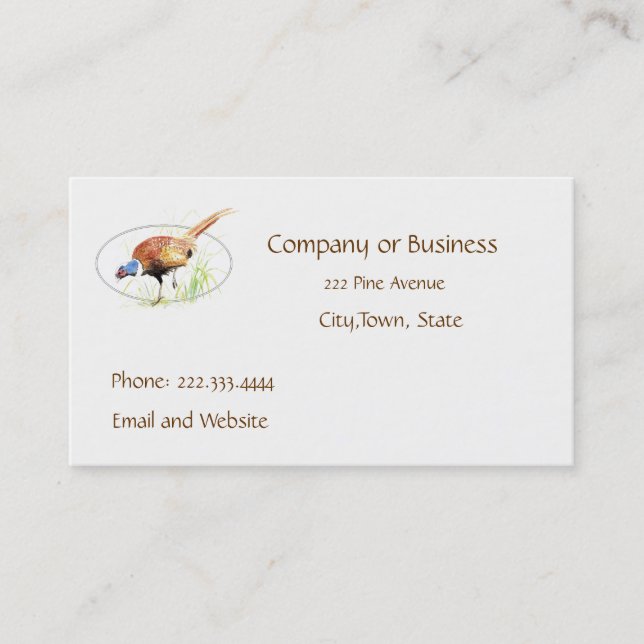 Pheasant, Bird, Nature, Environment, Business Card (Front)