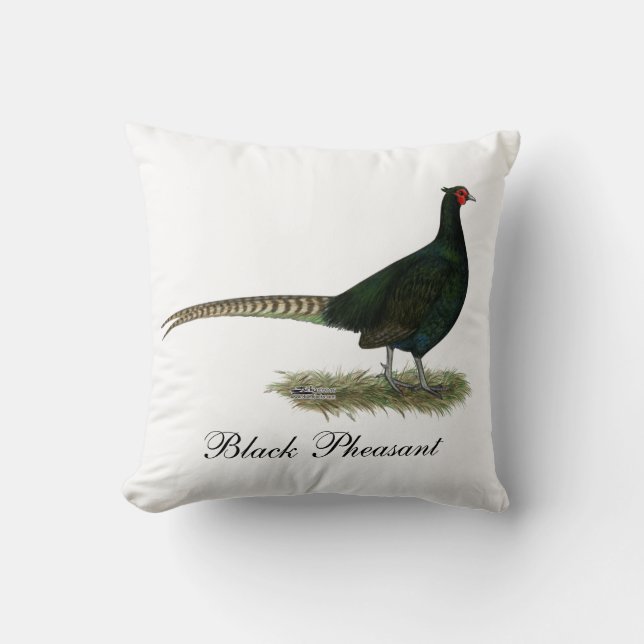 Pheasant Black Rooster Cushion (Front)