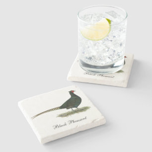 Pheasant Black Rooster Stone Coaster