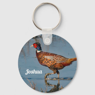 Pheasant Blue Water Photo Key Ring