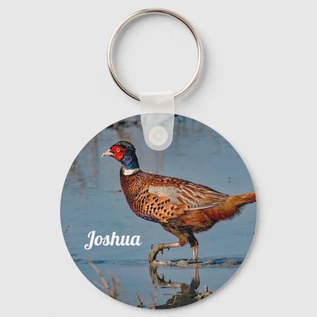 Pheasant Blue Water Photo Key Ring (Front)