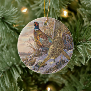 Pheasant ceramic ornament