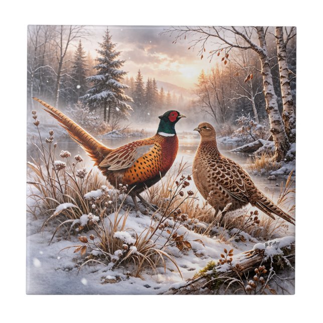 Pheasant  ceramic tile (Front)