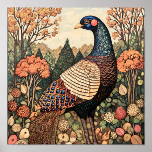 Pheasant Cottagecore Vintage Painting Print