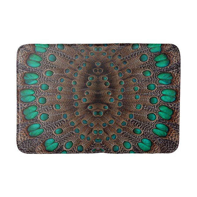 Pheasant Feather Fractal Design Bath Mat (Front)