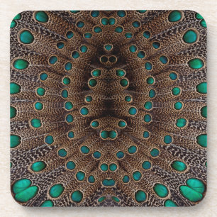 Pheasant Feather Fractal Design Coaster