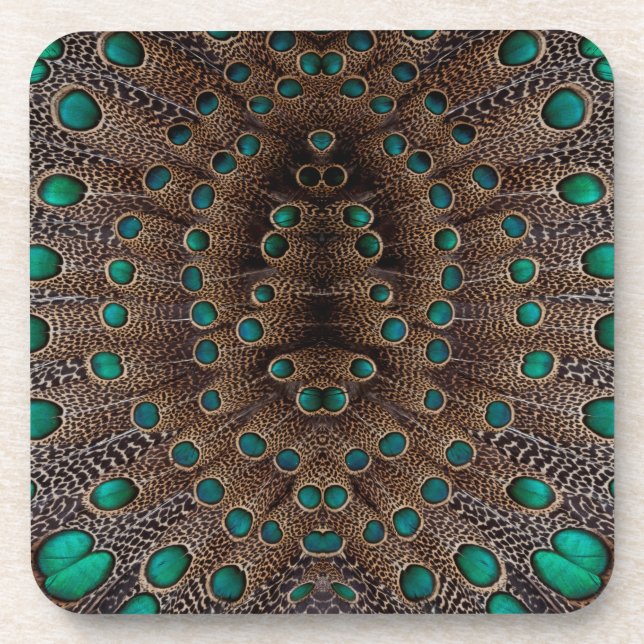 Pheasant Feather Fractal Design Coaster (Front)