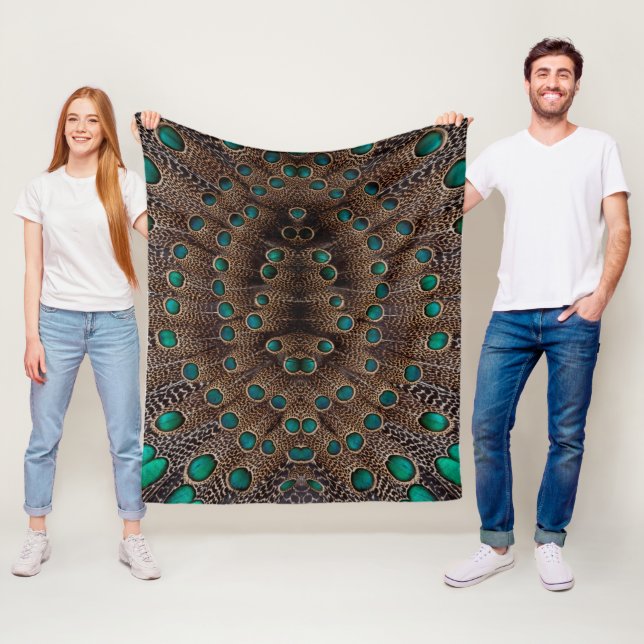Pheasant Feather Fractal Design Fleece Blanket (In Situ)