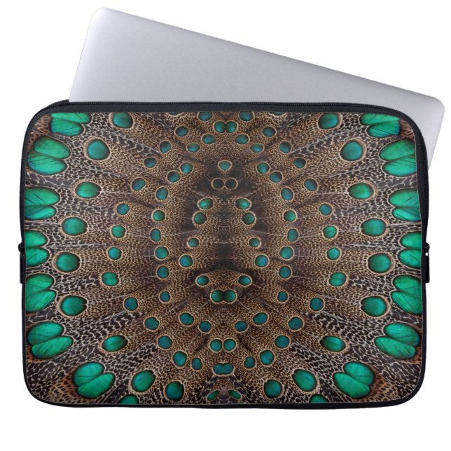 Pheasant Feather Fractal Design Laptop Sleeve (Front)