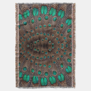 Pheasant Feather Fractal Design Throw Blanket