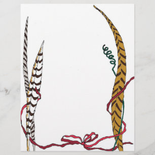 Pheasant Feathers Nature Letterhead Stationery