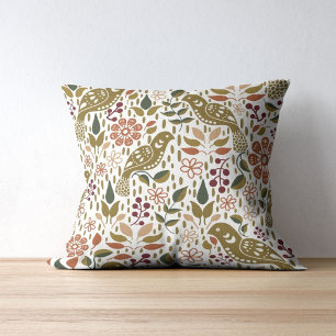 Pheasant Folk Art Pillow Rustic Autumn Home Decor