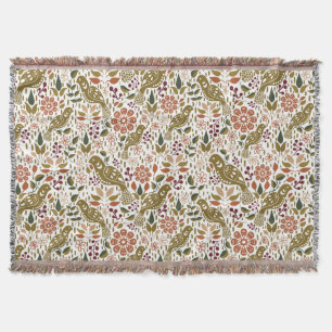 Pheasant Folk Art Throw Blanket Autumn Home Decor