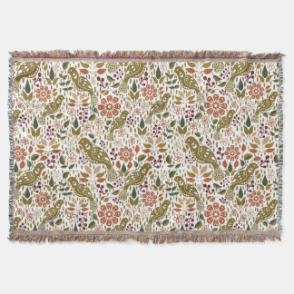 Pheasant Folk Art Throw Blanket Autumn Home Decor