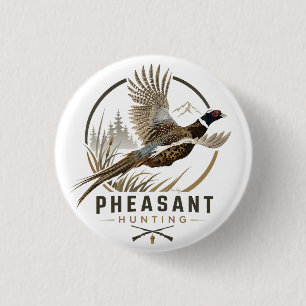 Pheasant Hunting Logo 3 Cm Round Badge