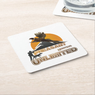 Pheasant Hunting Unlimited    Square Paper Coaster