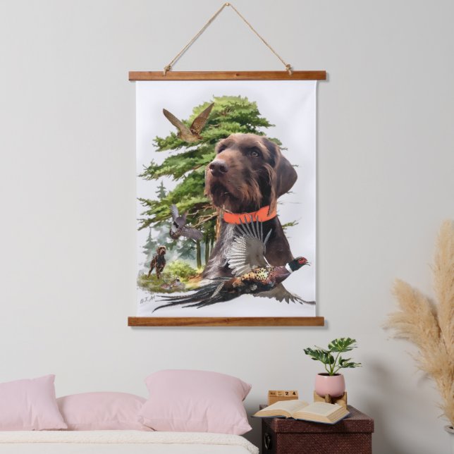 Pheasant Hunting with a Pudelpointers Hanging Tapestry (Bedroom)