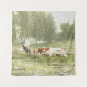 Pheasant Hunting with Pointer Tapestry