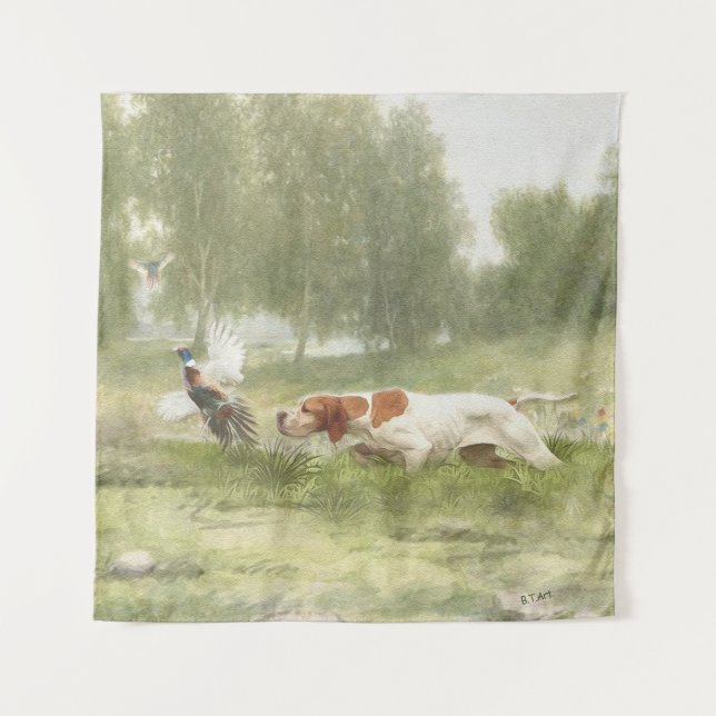 Pheasant Hunting with Pointer Tapestry (Front)