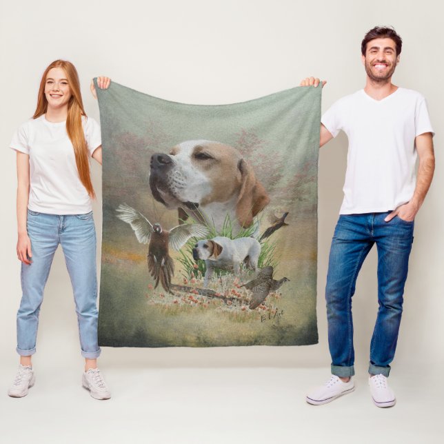 Pheasant Hunting with Pointers, Art    Fleece Blanket (In Situ)