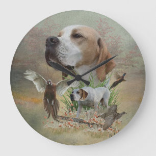 Pheasant Hunting with Pointers, Art  Large Clock