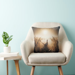 Pheasant in a Wheat Field Cushion