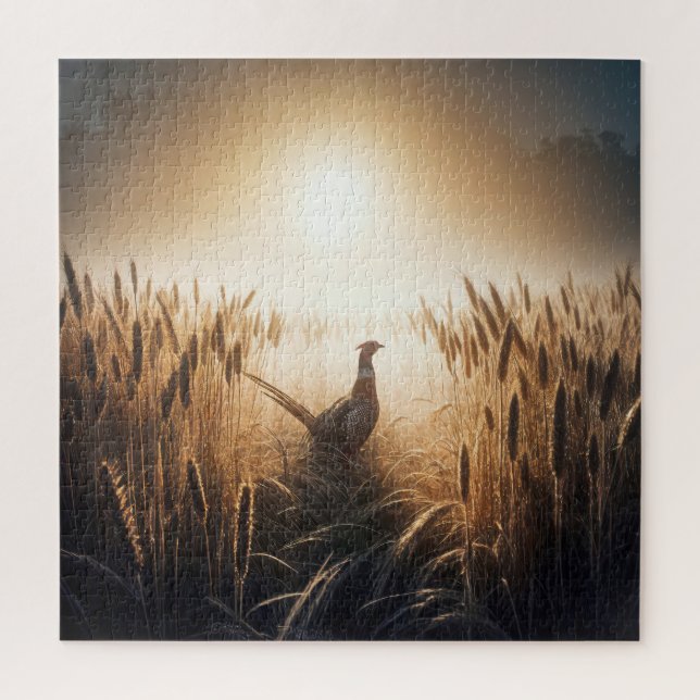 Pheasant in a Wheat Field Jigsaw Puzzle (Vertical)