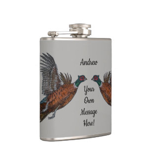 Pheasant in Flight Hip Flask