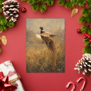 Pheasant in Golden Flight Acrylic Invitations